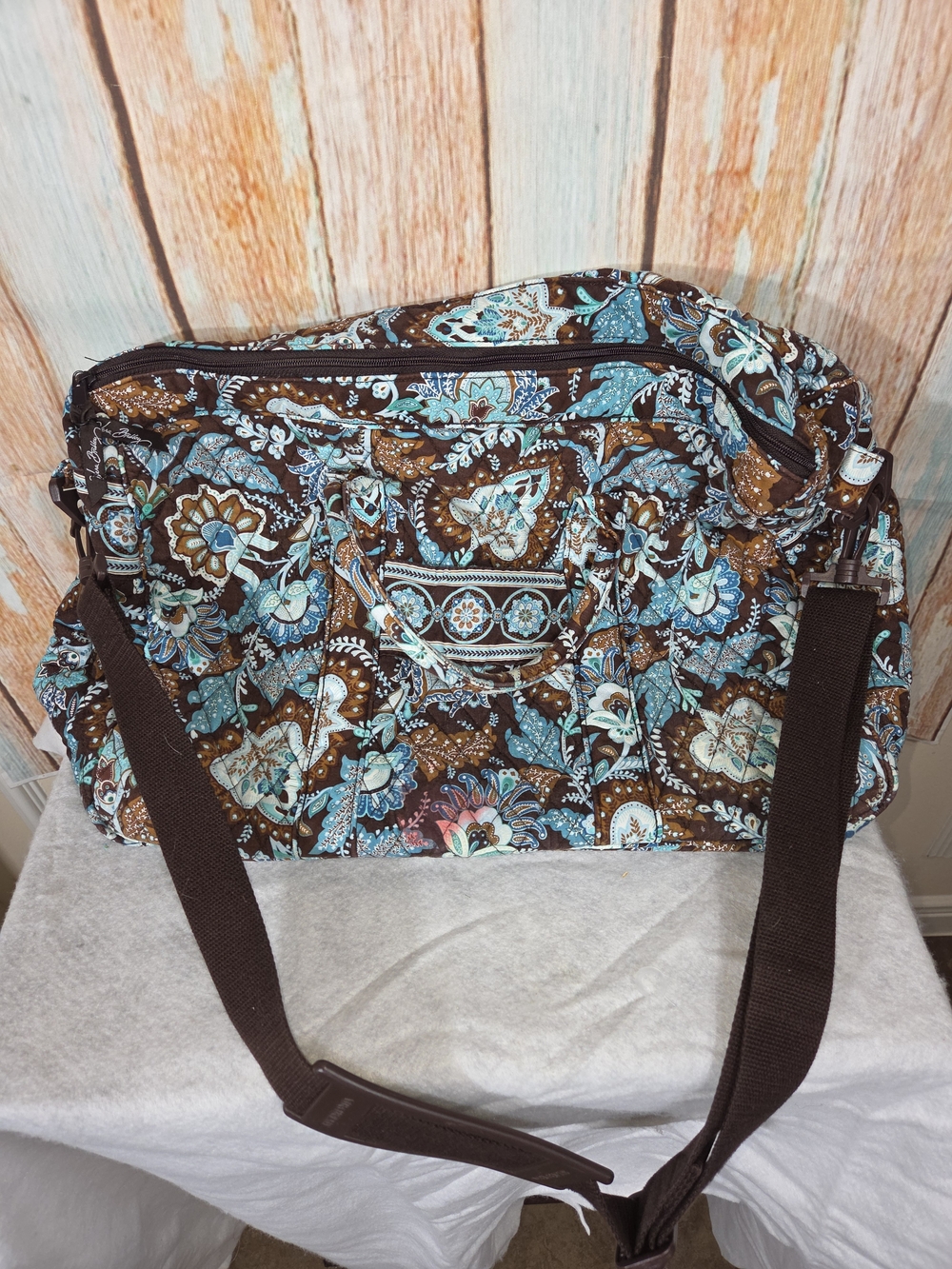 Vera Bradley Java Blue Duffel Bag - Vintage Handbag Collectible Discontinued